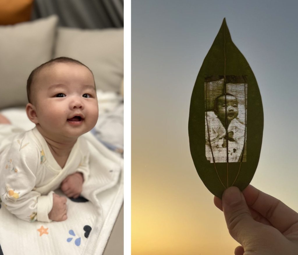 Beautiful Picture on Leaf of meaningful 1st birthday presents and keepsakes for baby