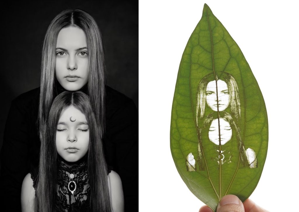 Personalized long distance mother's day gifts – custom leaf art with family photo keepsake.