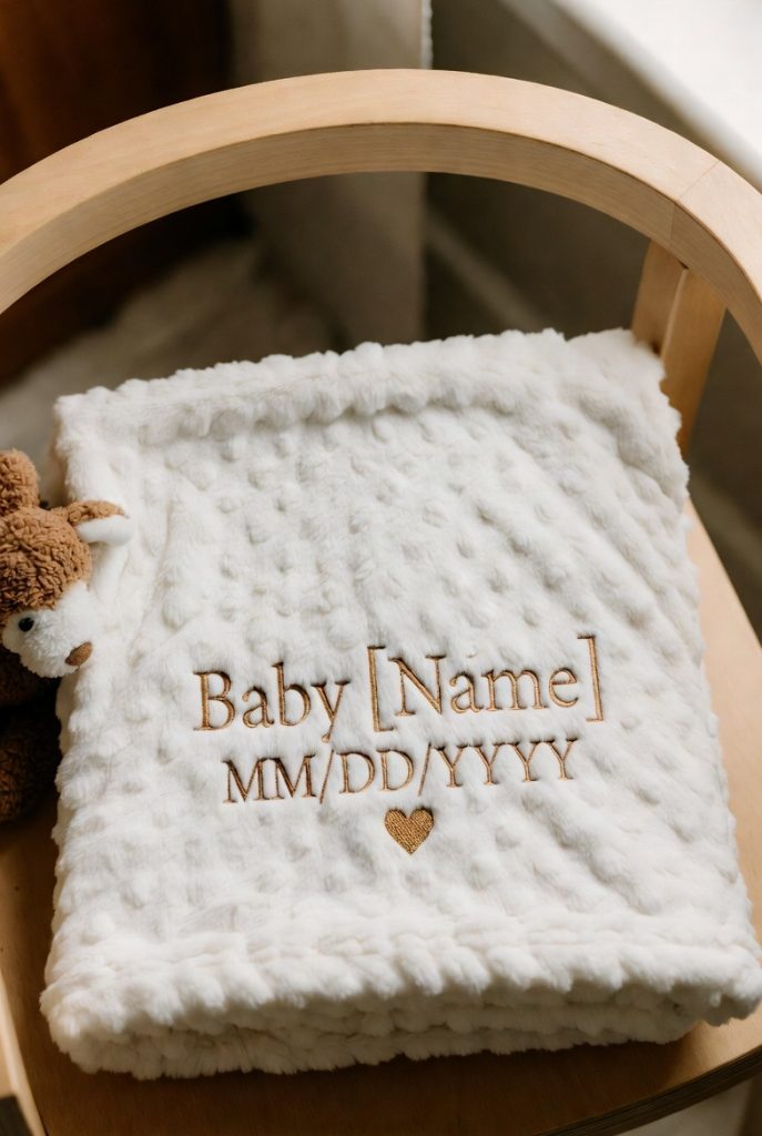 Personalised Baby Gifts – custom embroidered name baby blanket