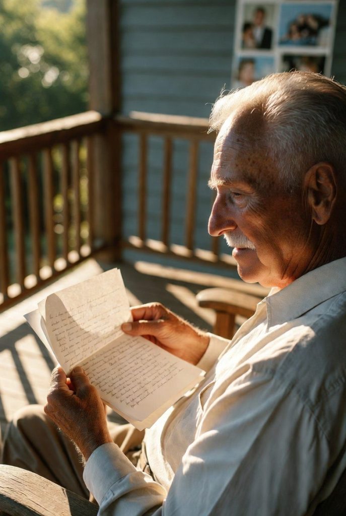 Emotional Grandfather Fathers Day Gift – grandpa reading heartfelt letter from grandkids.